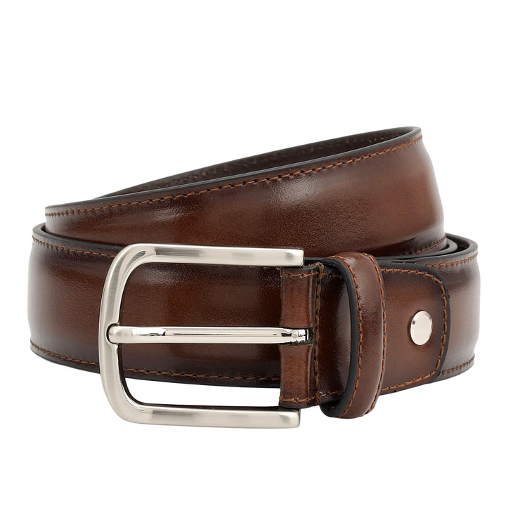 Semi Formal Plain Leather Mens Belt - Cognac