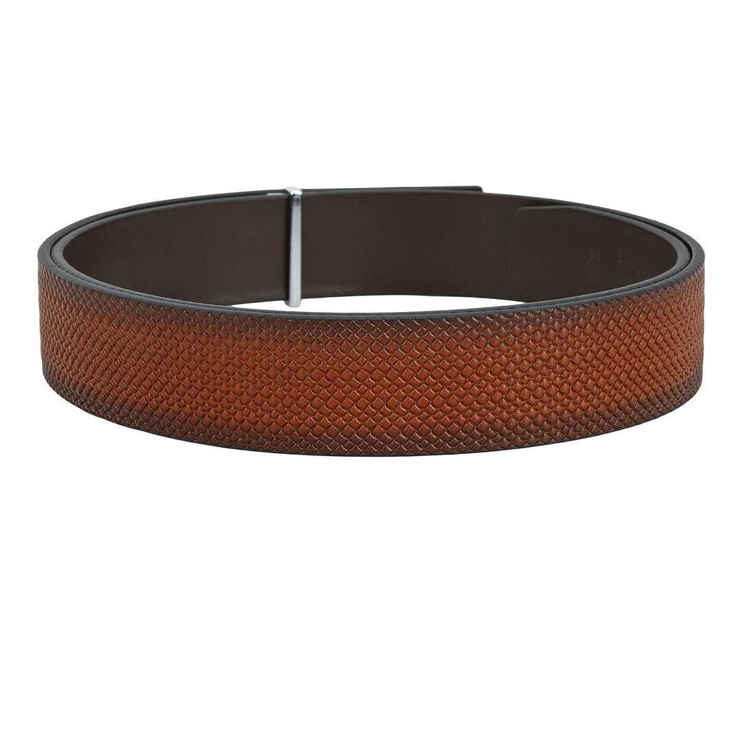 Formal Mat-Emboss Leather Mens Belt-Cognac