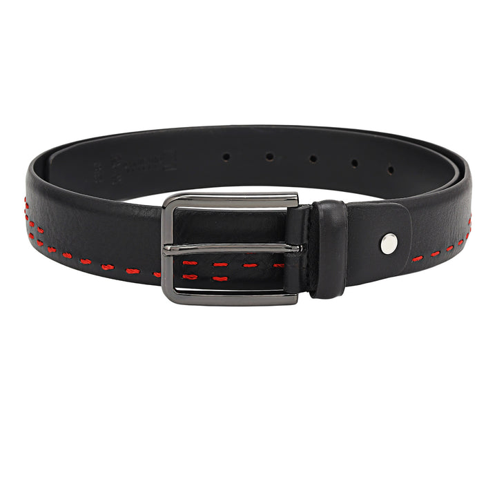 Casual Plain Leather Mens Belt - Black