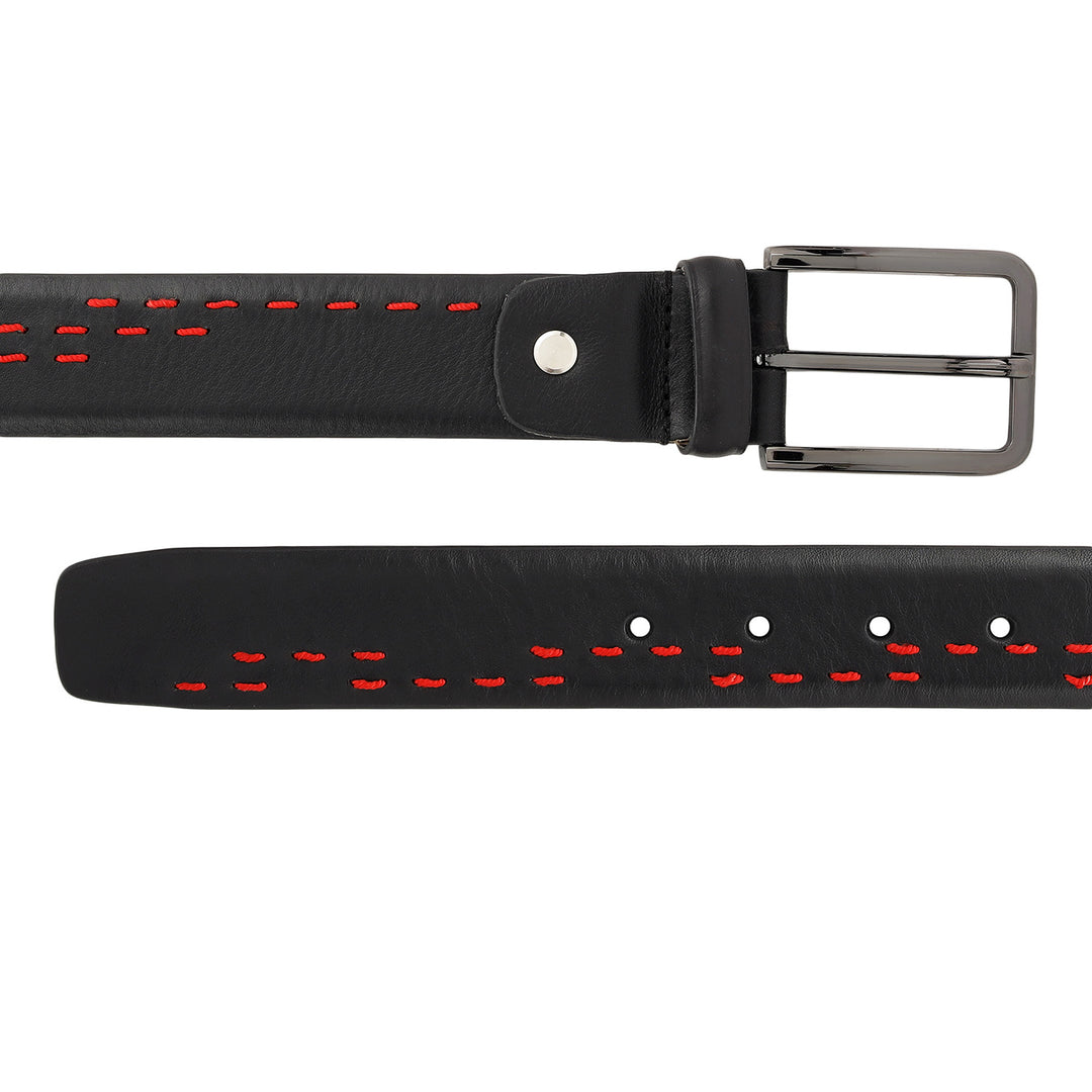 Casual Plain Leather Mens Belt - Black