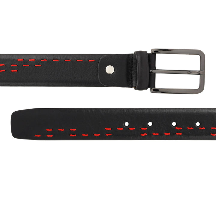 Casual Plain Leather Mens Belt - Black