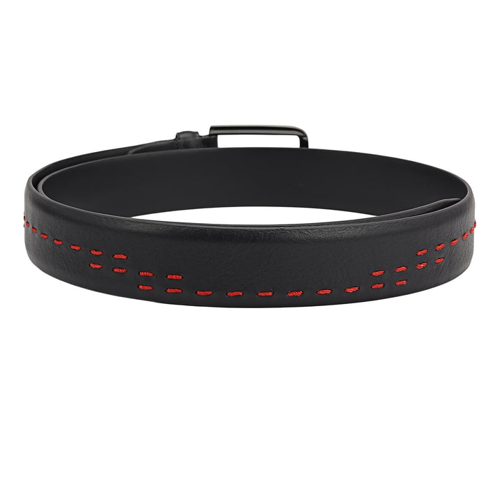 Casual Plain Leather Mens Belt - Black