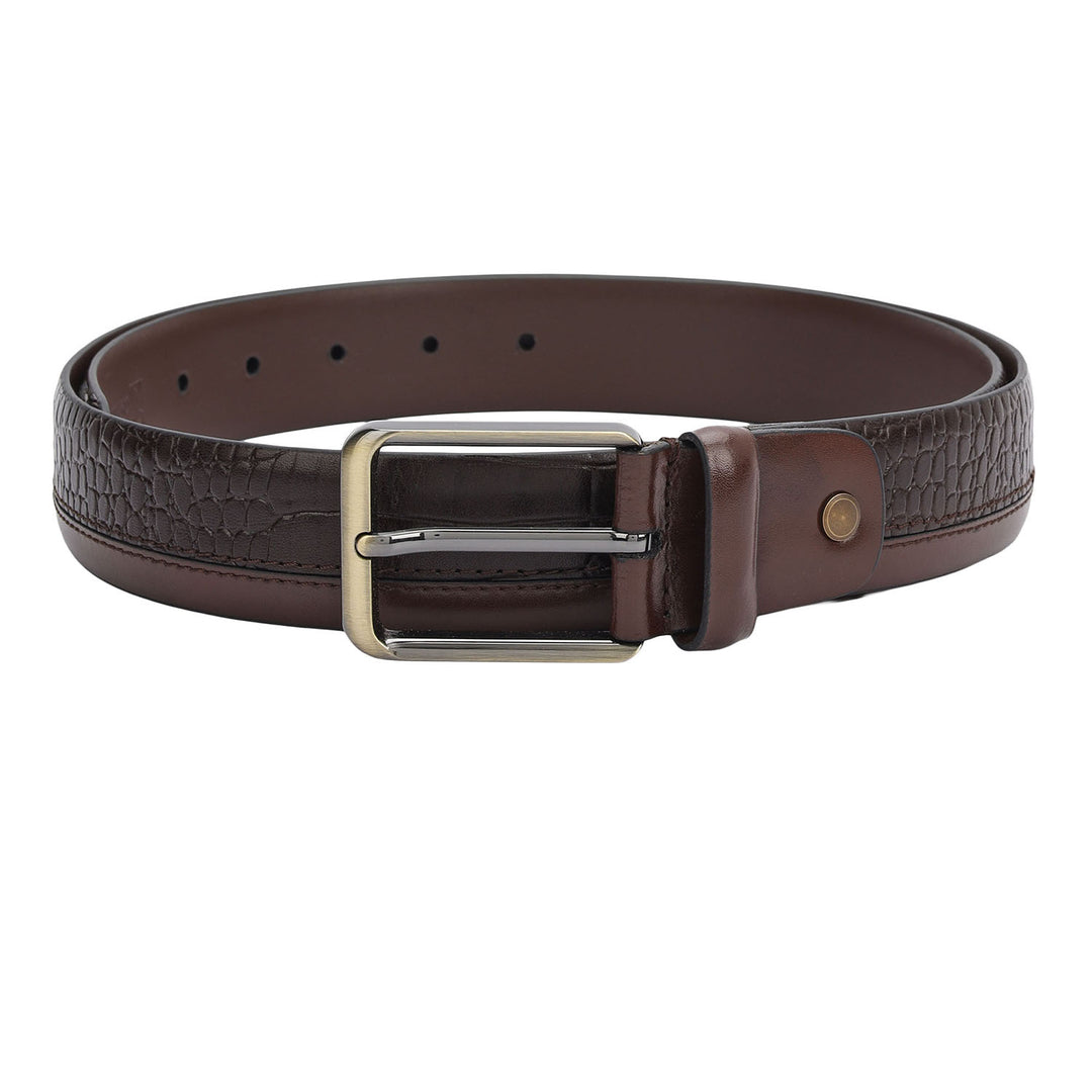 Casual Plain Leather Mens Belt-Brown