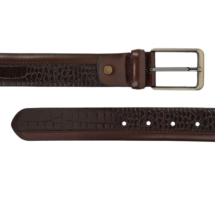 Casual Plain Leather Mens Belt-Brown