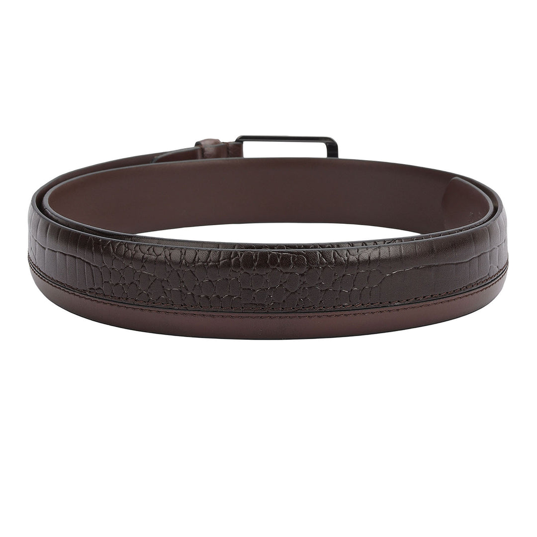 Casual Plain Leather Mens Belt-Brown