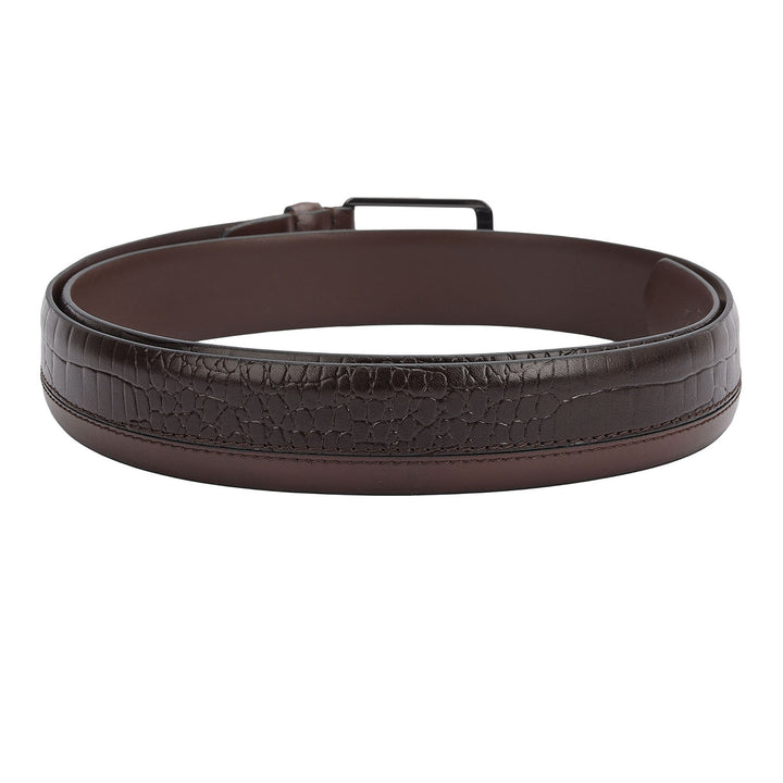 Casual Plain Leather Mens Belt-Brown