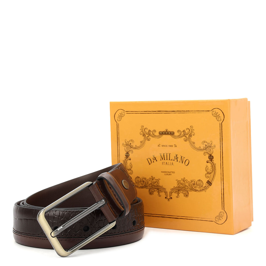 Casual Plain Leather Mens Belt-Brown