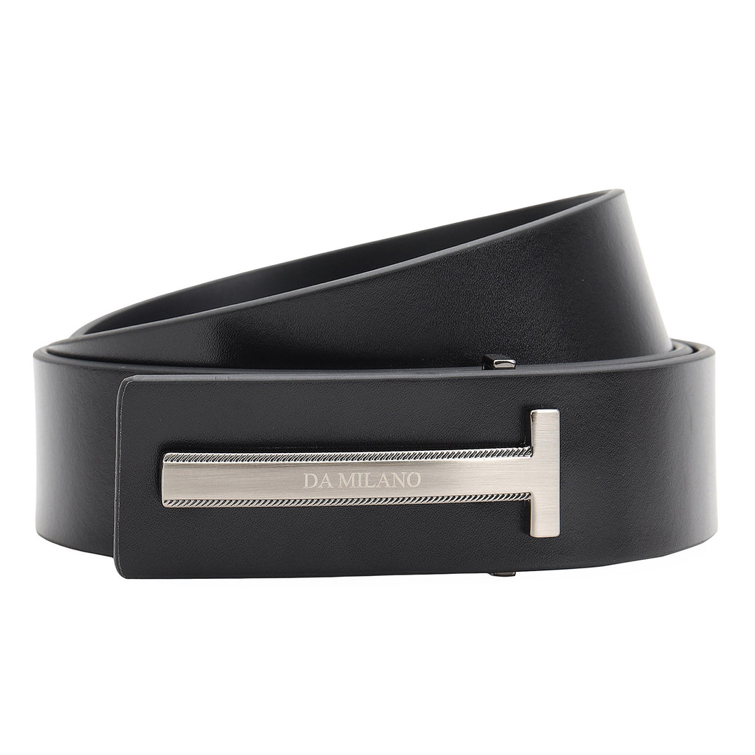 Formal Plain Leather Mens Belt-BLACK