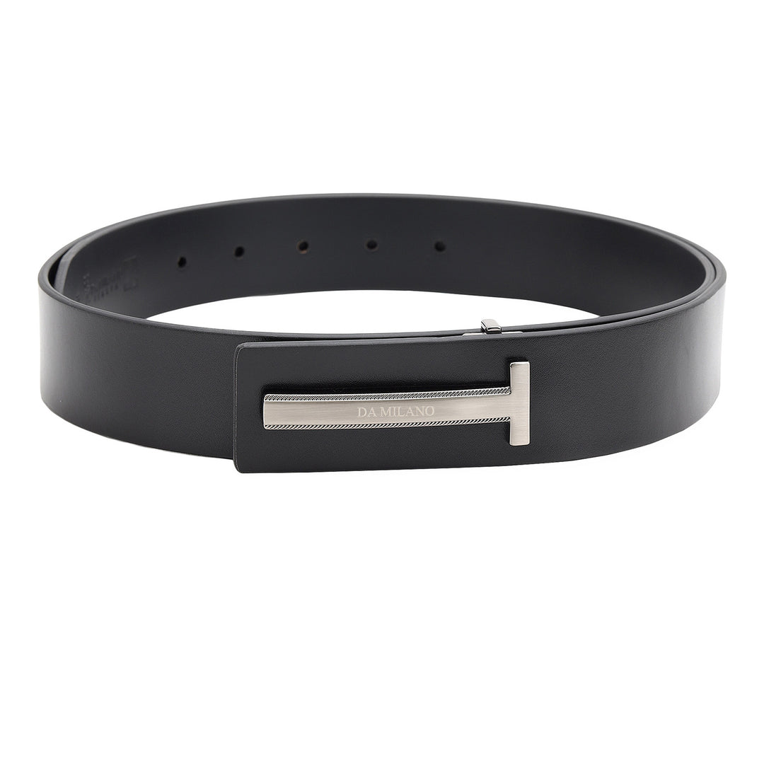 Formal Plain Leather Mens Belt-BLACK