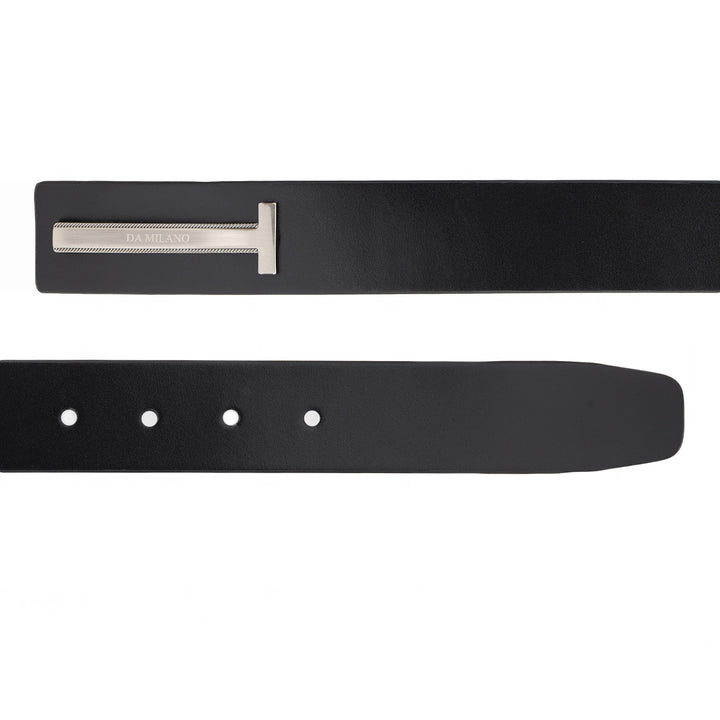 Formal Plain Leather Mens Belt-BLACK
