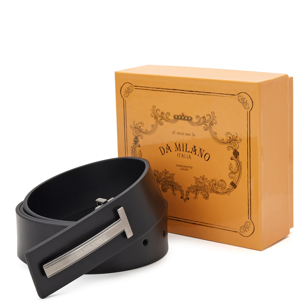Formal Plain Leather Mens Belt-BLACK