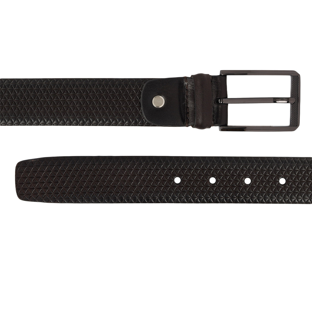 Casual Mat-Emboss Leather Mens Belt-Brown