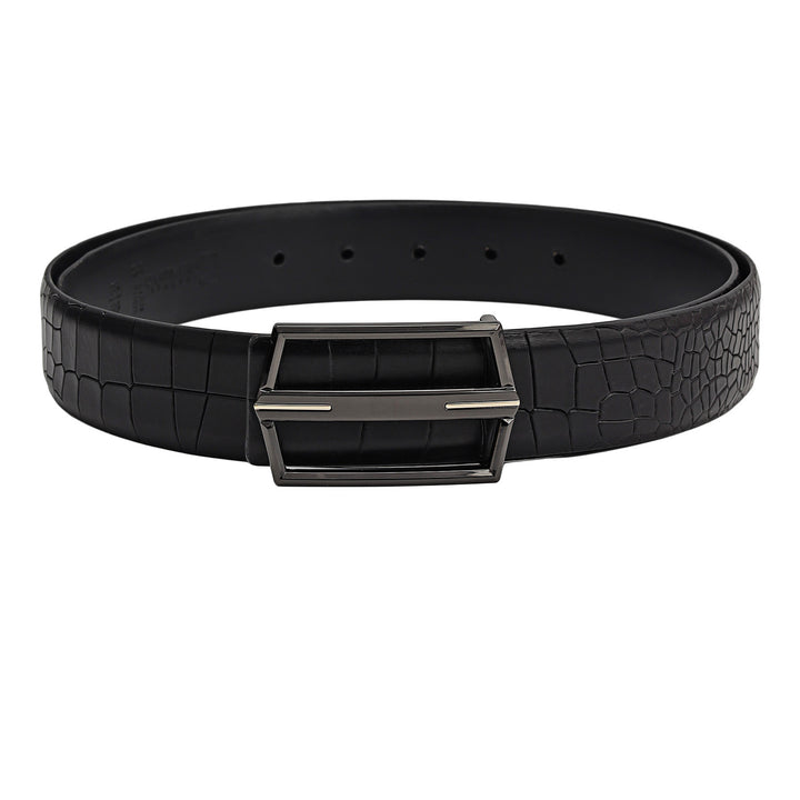 Casual Croco Leather Mens Belt - Black
