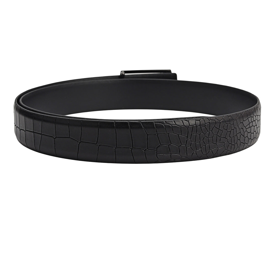 Casual Croco Leather Mens Belt - Black