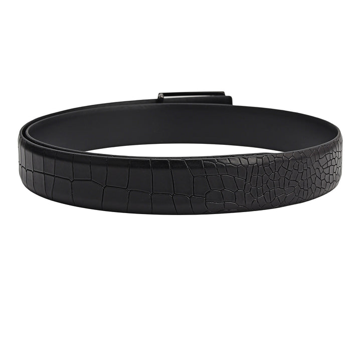 Casual Croco Leather Mens Belt - Black