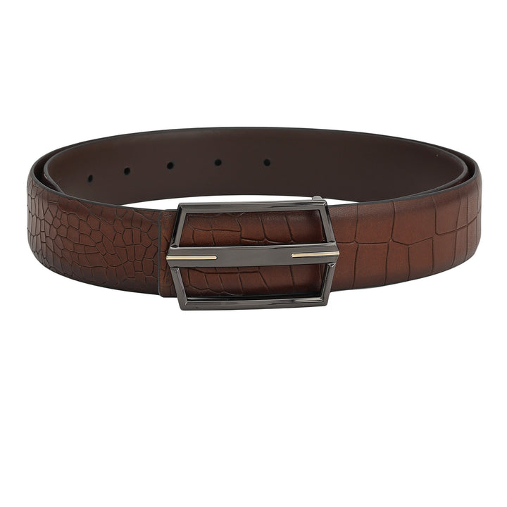 Casual Croco Leather Mens Belt - Brown