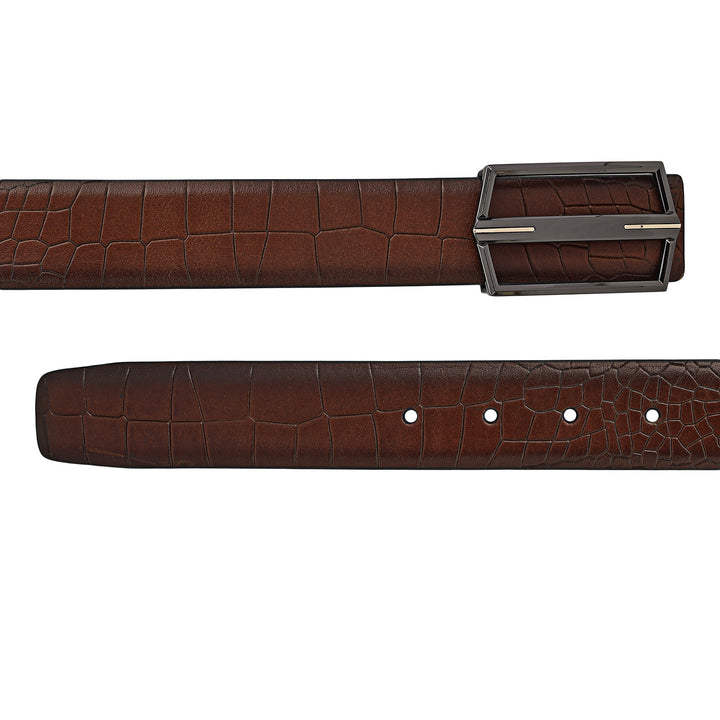 Casual Croco Leather Mens Belt - Brown