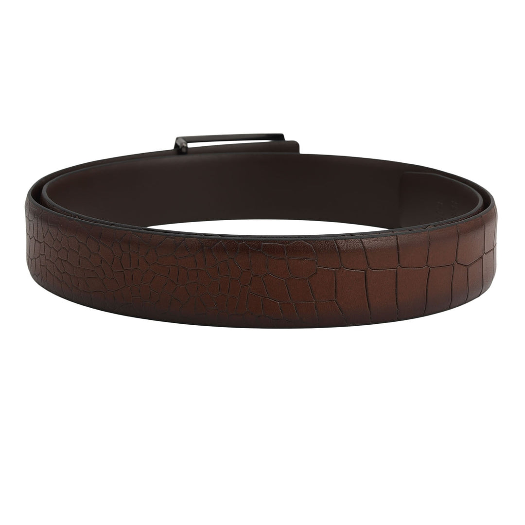 Casual Croco Leather Mens Belt - Brown