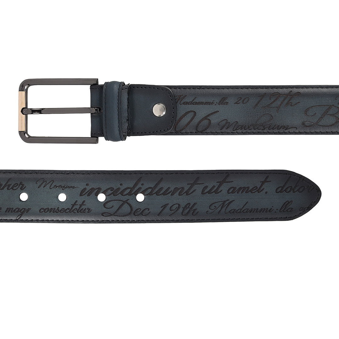 Casual Signato Leather Mens Belt-Navy