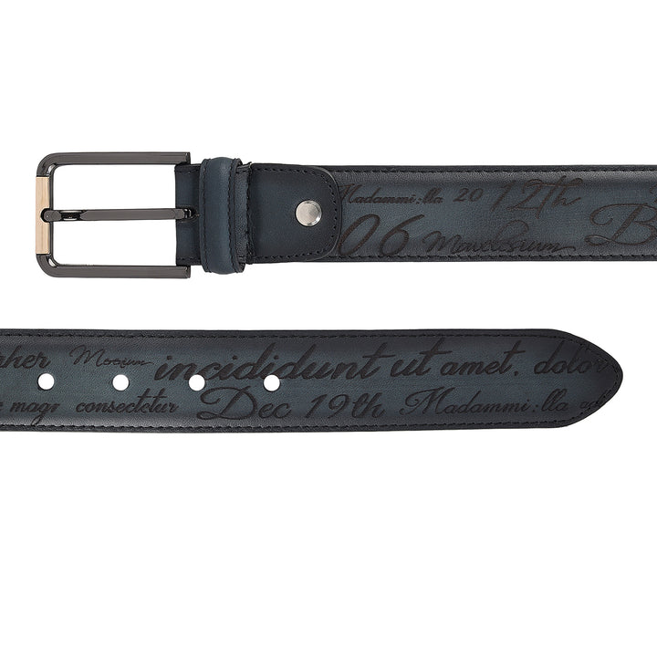 Casual Signato Leather Mens Belt-Navy