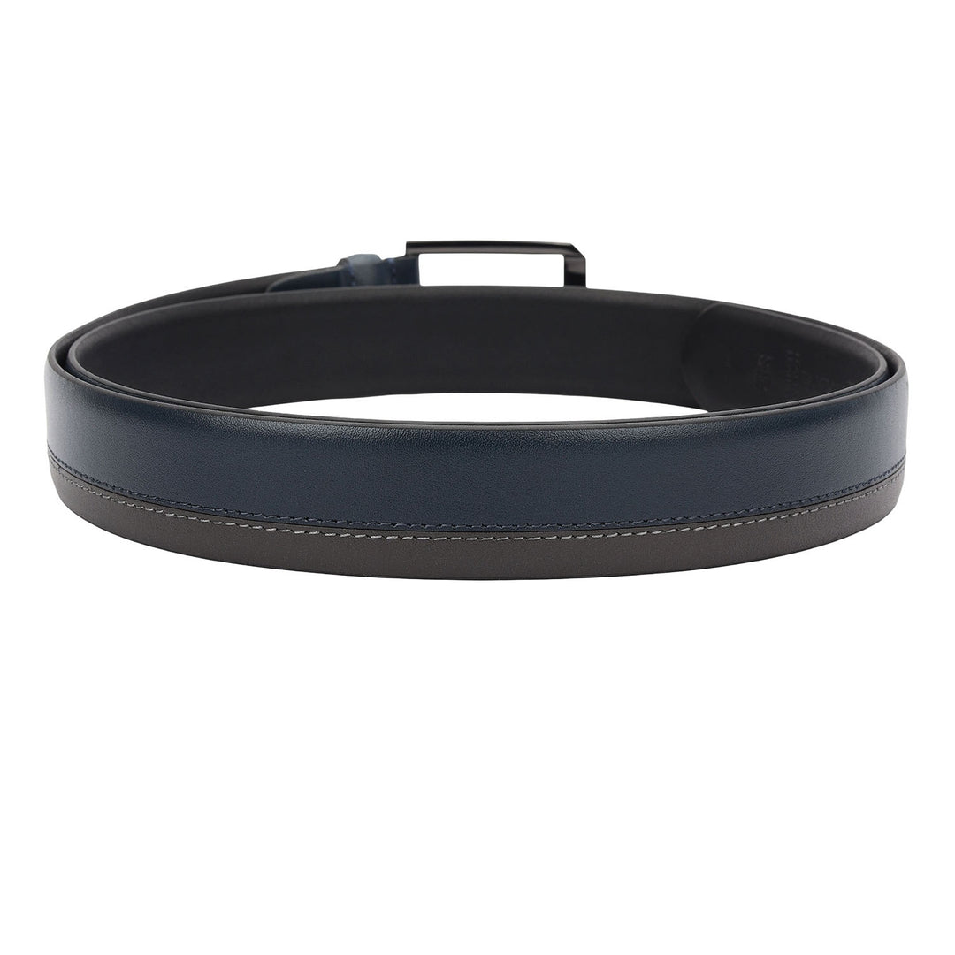 Casual Plain Leather Mens Belt-Navy & Grey