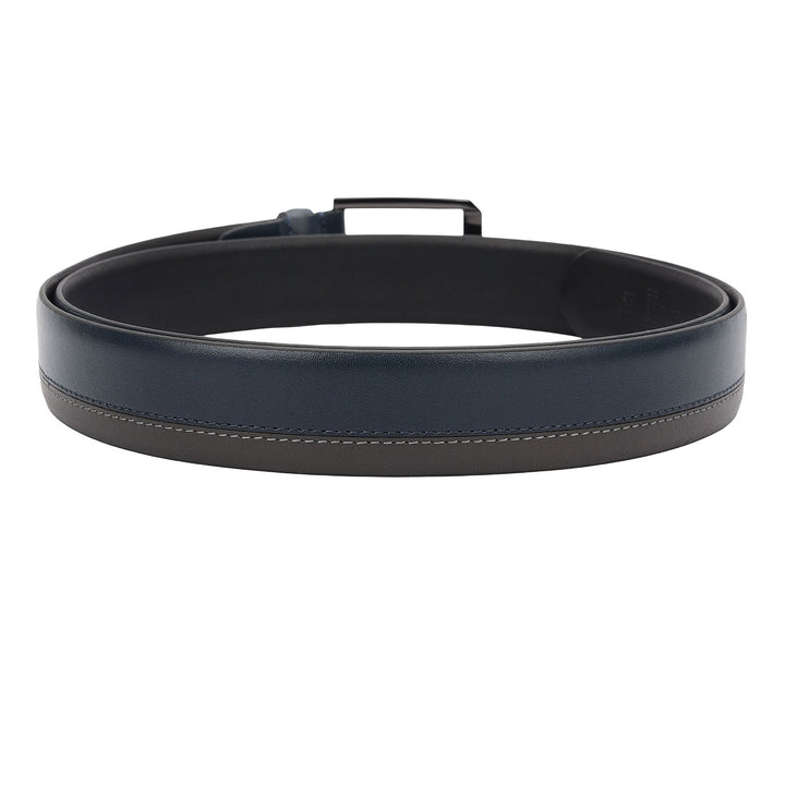 Casual Plain Leather Mens Belt-Navy & Grey