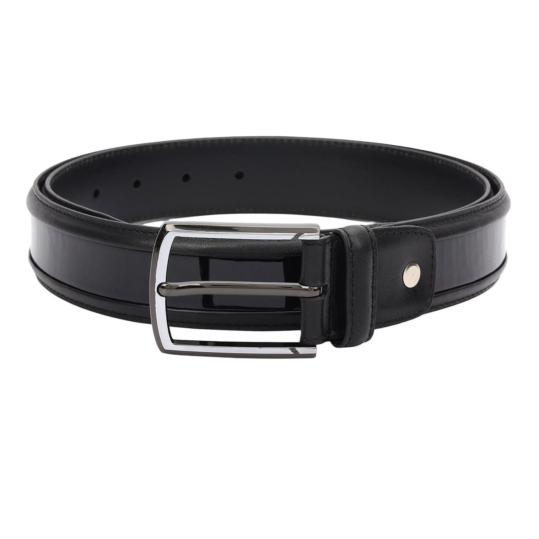 Casual Patent Plain Leather Mens Belt-Black