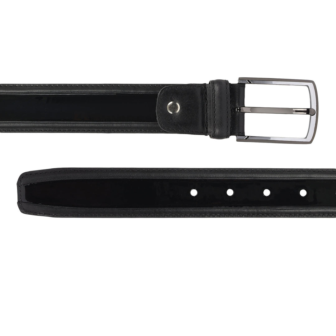 Casual Patent Plain Leather Mens Belt-Black