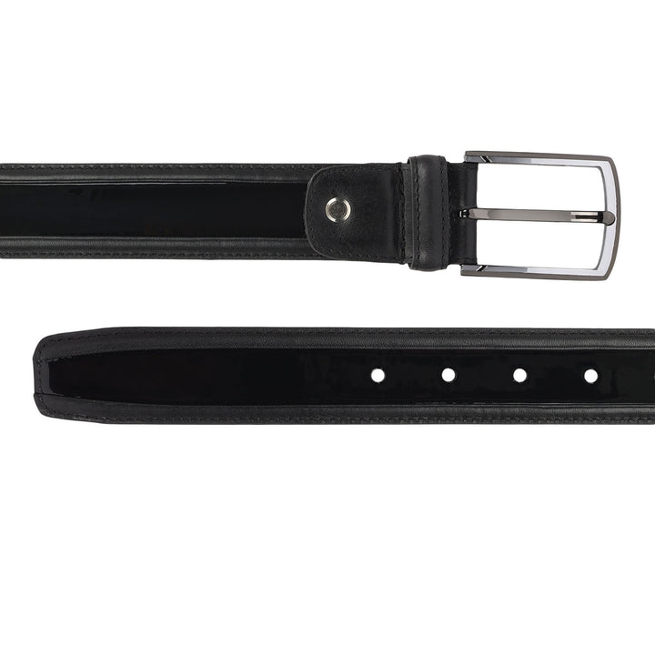 Casual Patent Plain Leather Mens Belt-Black