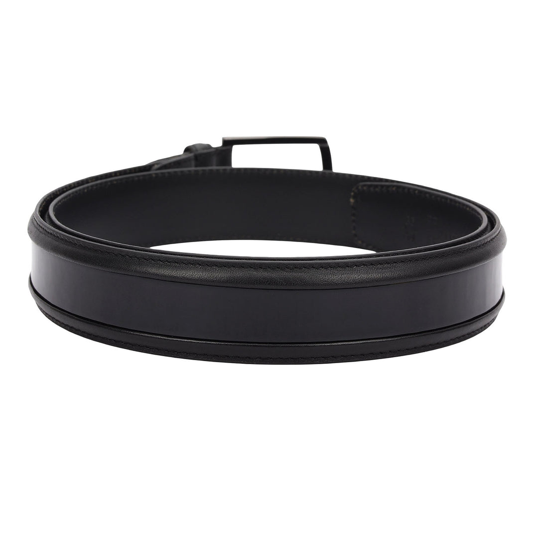 Casual Patent Plain Leather Mens Belt-Black