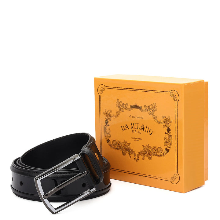 Casual Patent Plain Leather Mens Belt-Black