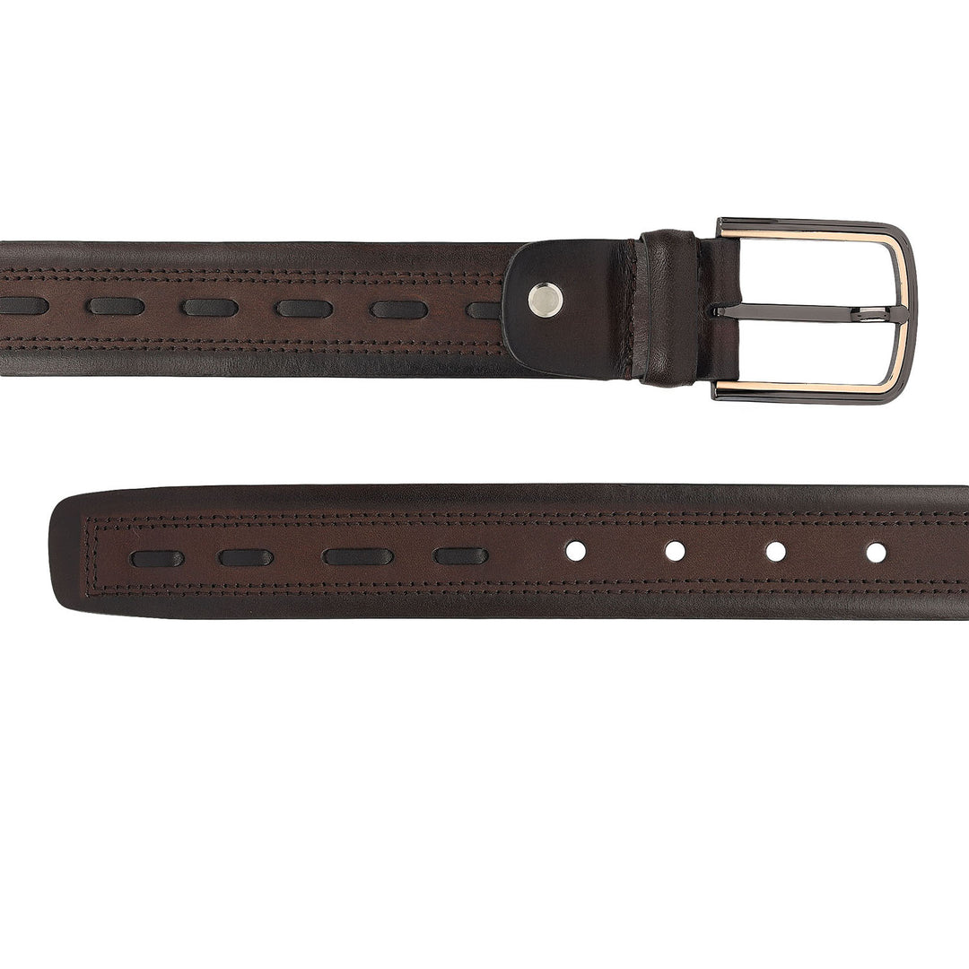 Casual Plain Leather Mens Belt-Brown