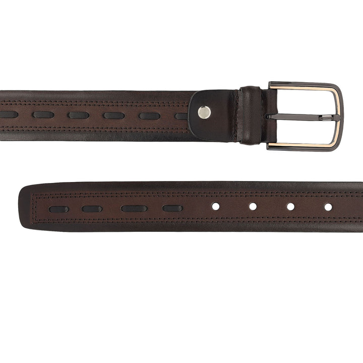 Casual Plain Leather Mens Belt-Brown