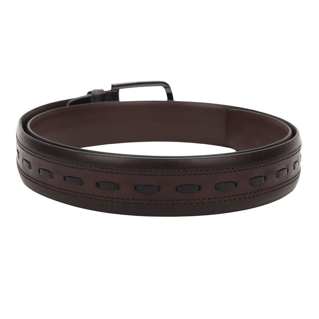 Casual Plain Leather Mens Belt-Brown