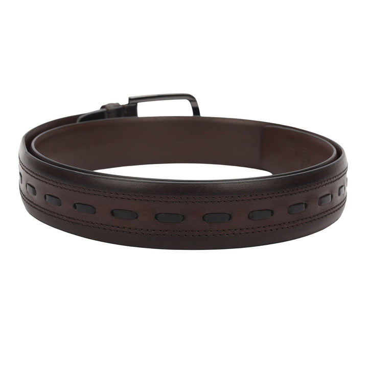 Casual Plain Leather Mens Belt-Brown