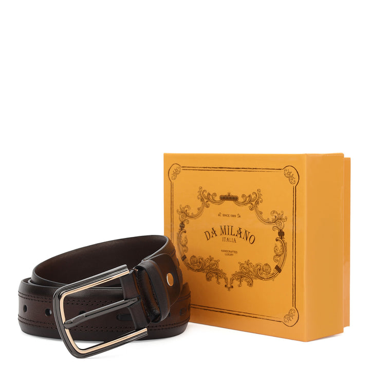 Casual Plain Leather Mens Belt-Brown