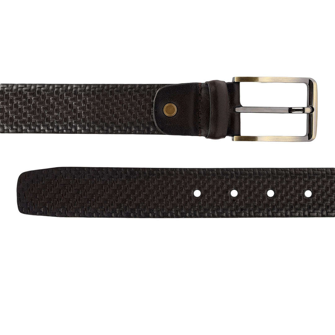 Casual Mat-Emboss Leather Mens Belt-Brown