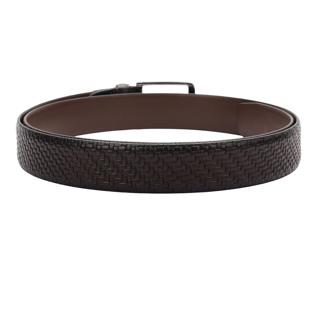 Casual Mat-Emboss Leather Mens Belt-Brown