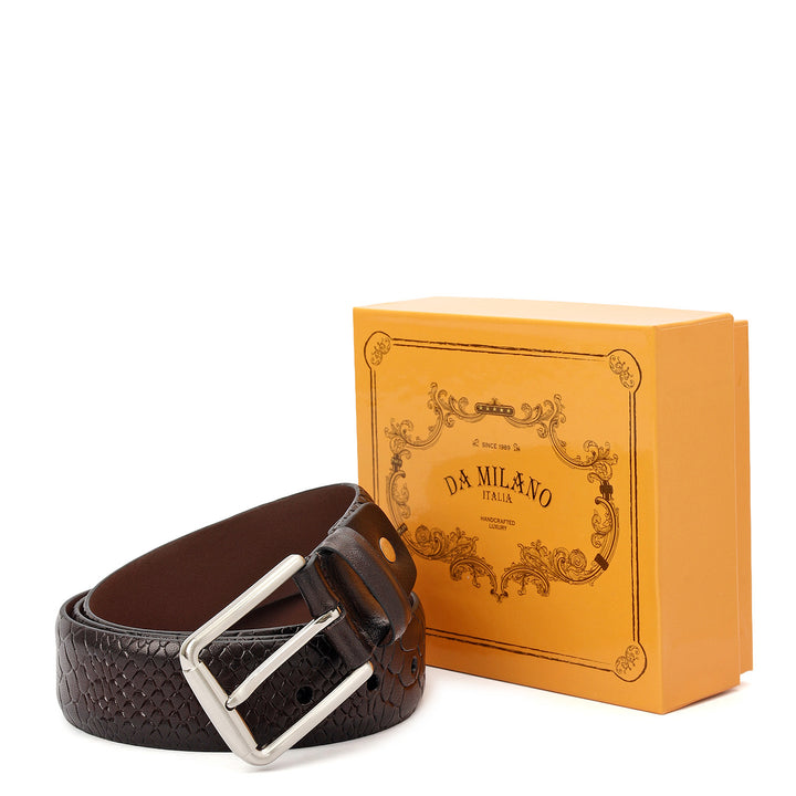 Casual Croco Leather Mens Belt-Brown