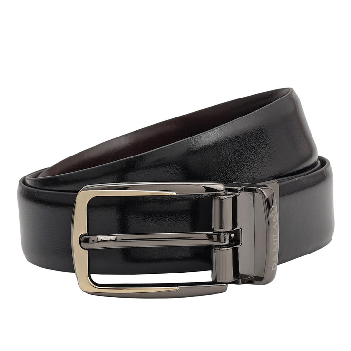 Formal Plain Leather Reversible Mens Belt - Black & Berry