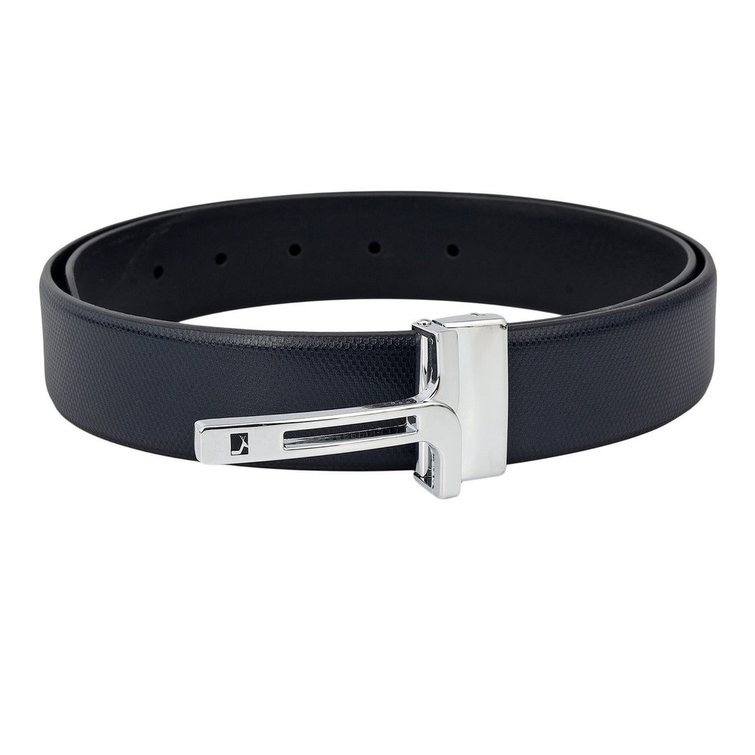Formal Embossed Leather Mens Belt-Navy