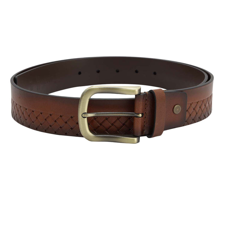 Casual Mat-Emboss Plain Leather Mens Belt