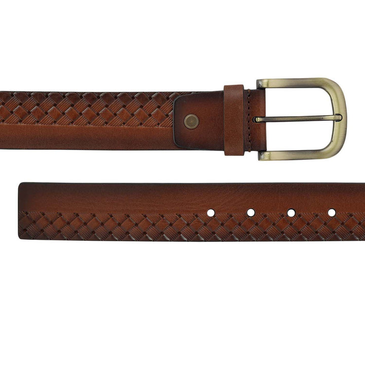 Casual Mat-Emboss Plain Leather Mens Belt