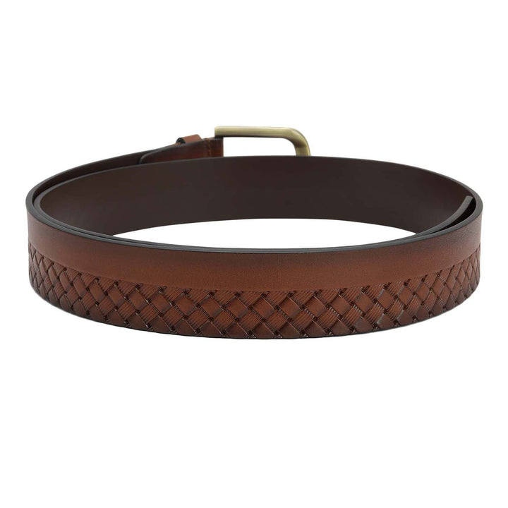 Casual Mat-Emboss Plain Leather Mens Belt