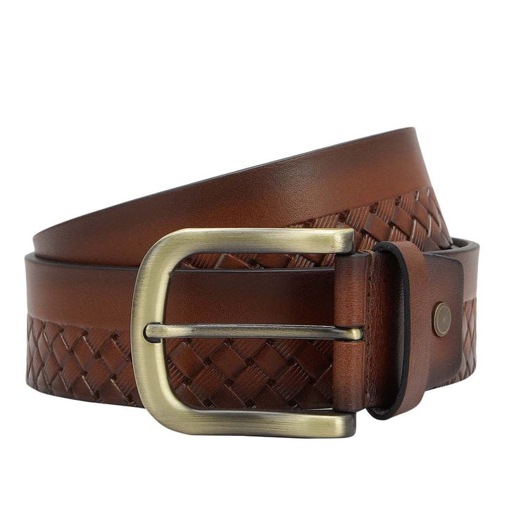 Casual Mat-Emboss Plain Leather Mens Belt