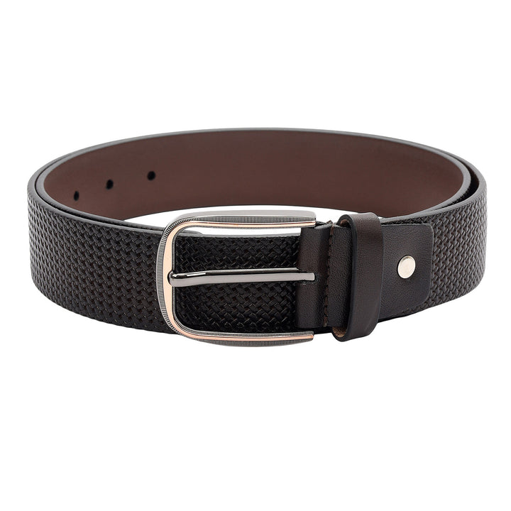Formal Mat-Emboss Leather Mens Belt-Brown