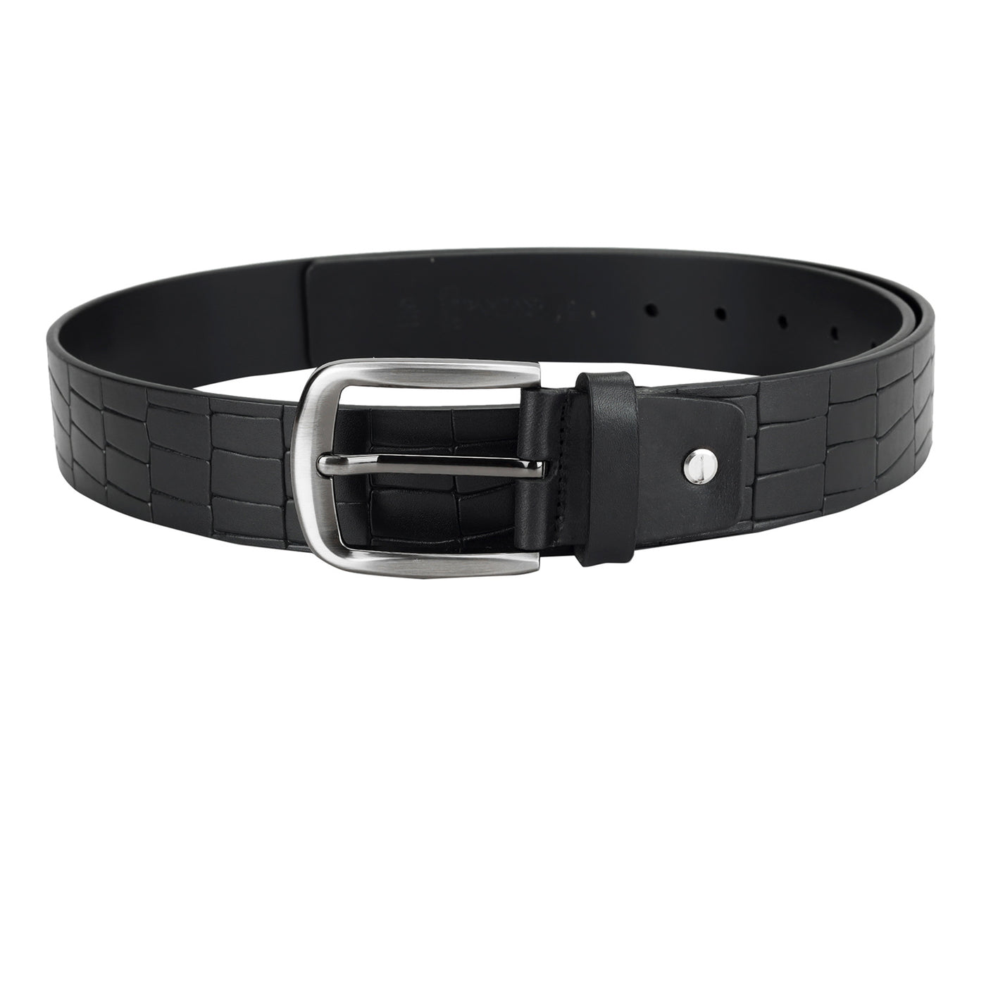 Casual Croco Leather Mens Belt - Black