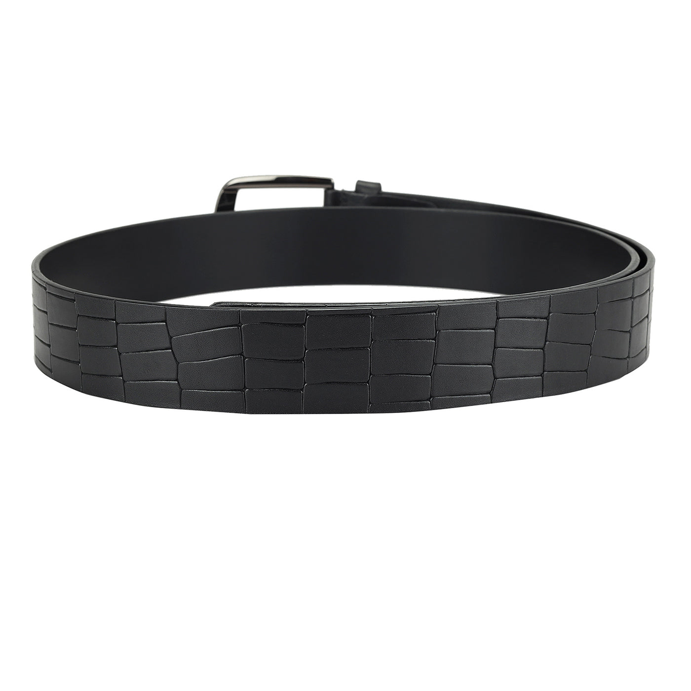 Casual Croco Leather Mens Belt - Black