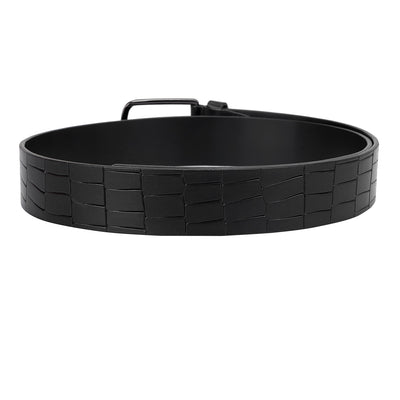 Casual Croco Leather Mens Belt - Black