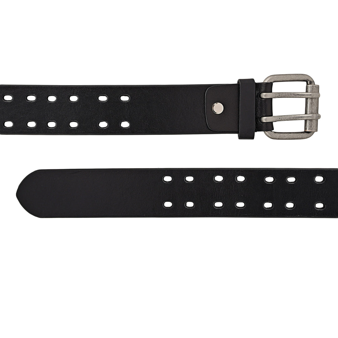 Casual Plain Leather Mens Belt - Black